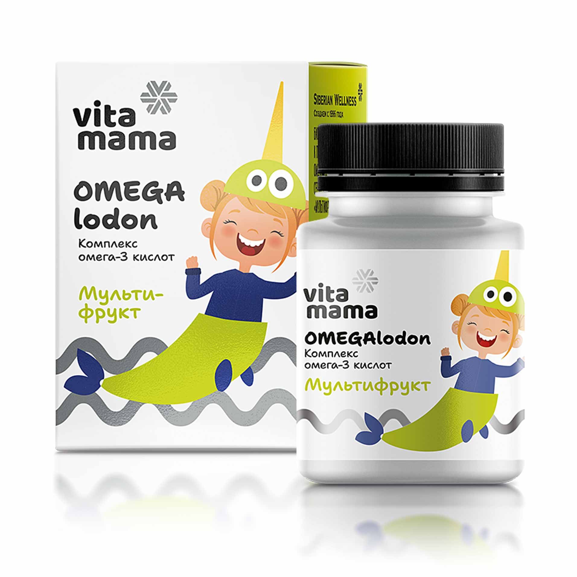 Vitamama - OMEGAlodon (мультифрукт), комплекс омега-3 кислот